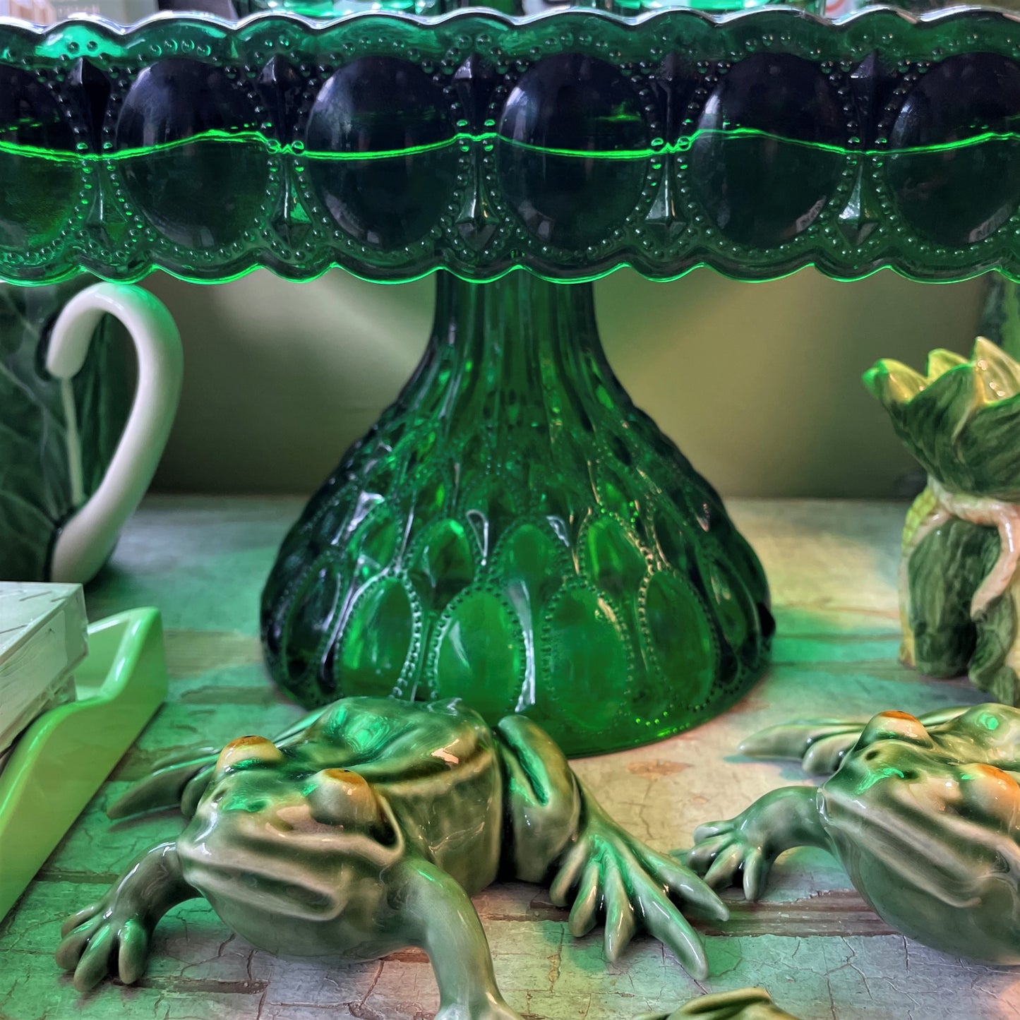 Elizabeth Square Cake Plate Green