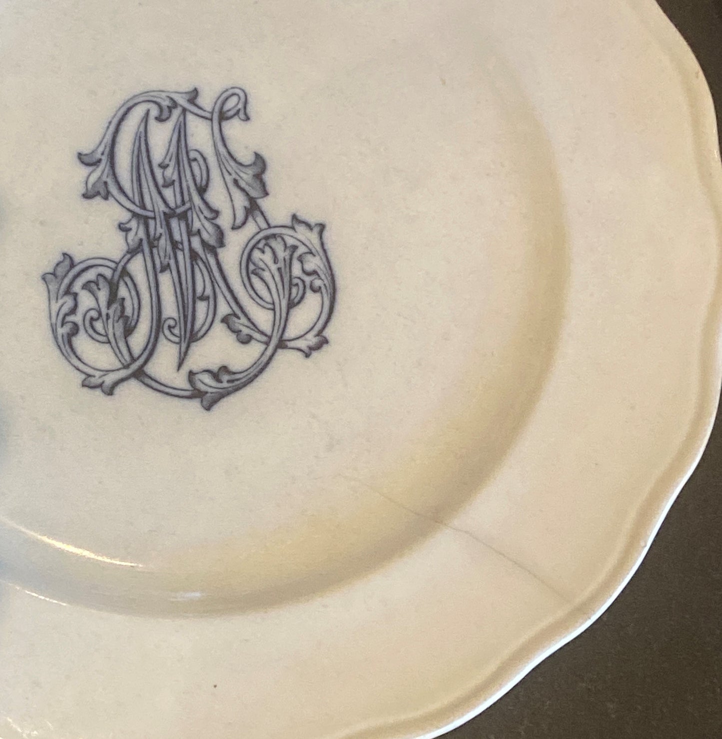 Vintage Blue Monogram Plate 1