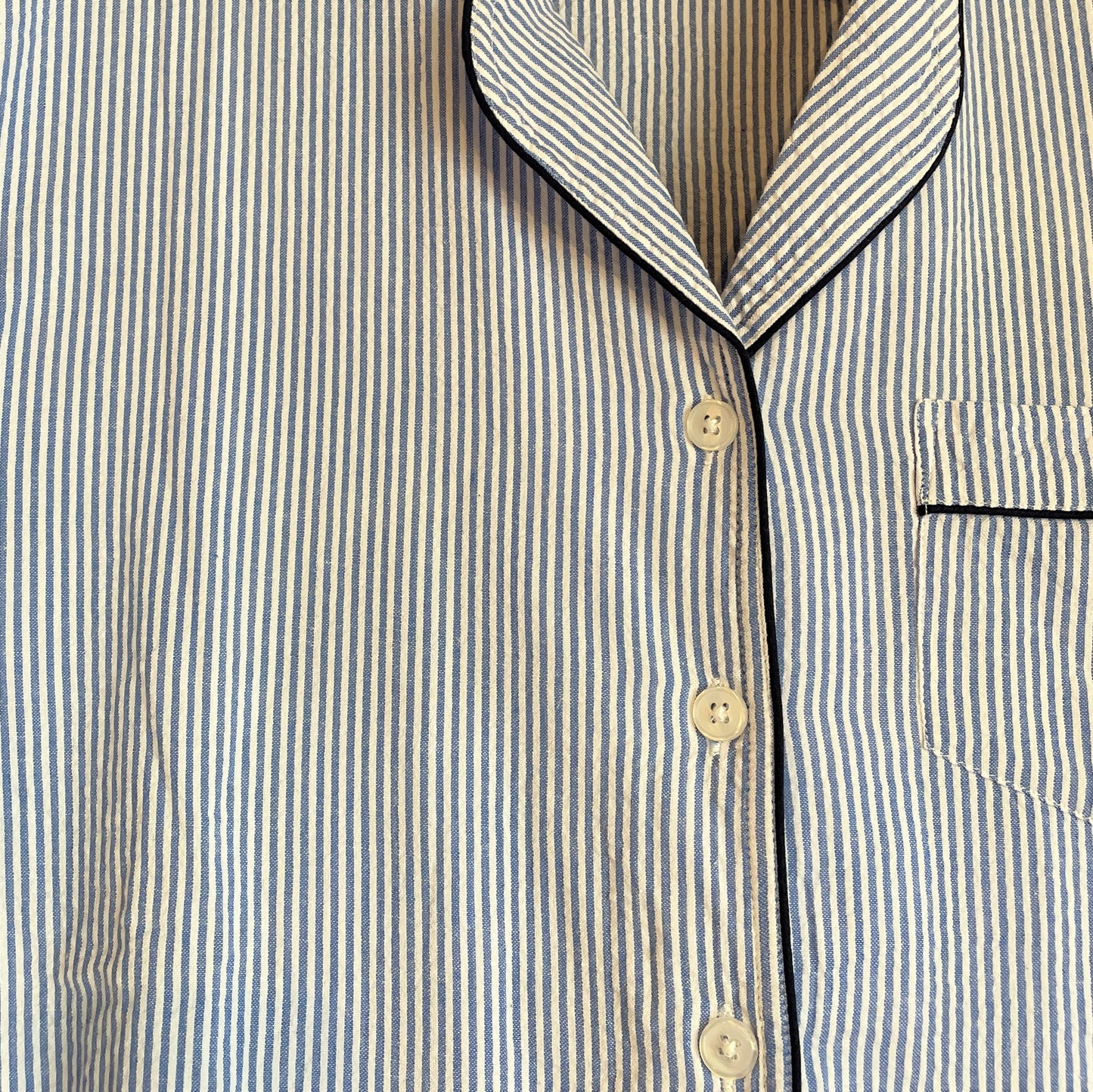 Blue Seersucker Navy Pajama Set, Extra Large