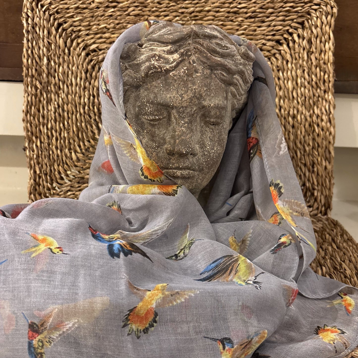 Hummingbird Light Grey Scarf