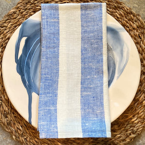 Philippe Blue Striped Linen Napkin Set