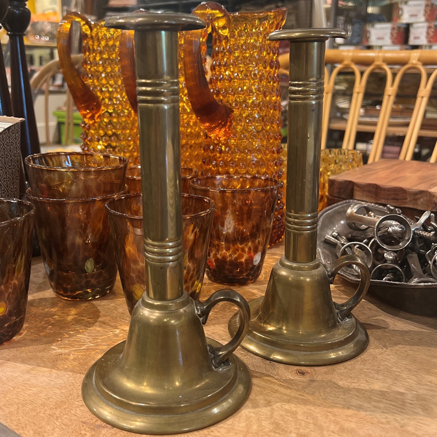 Vintage Brass Candlestick with Handle