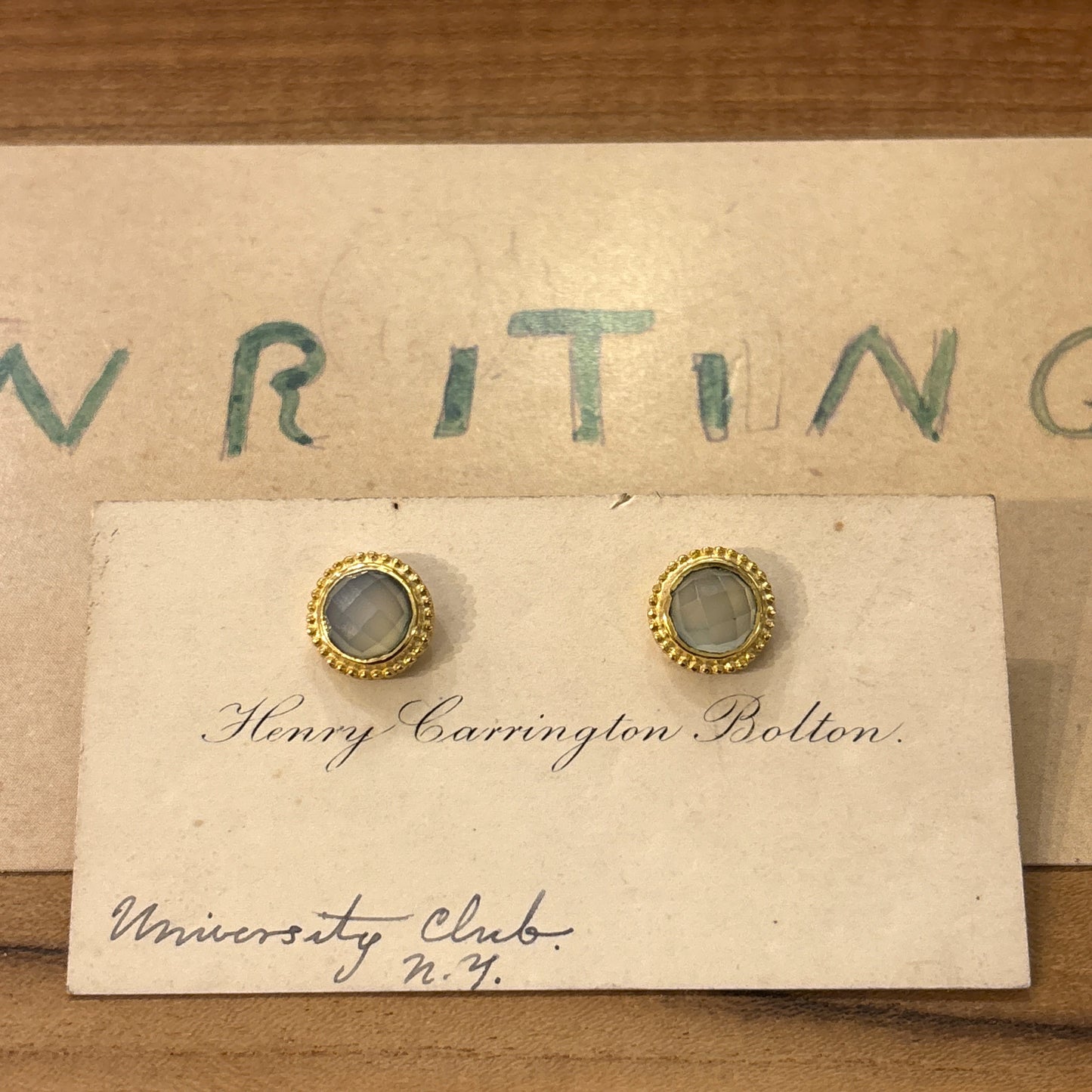 Round Chalcedony Studs