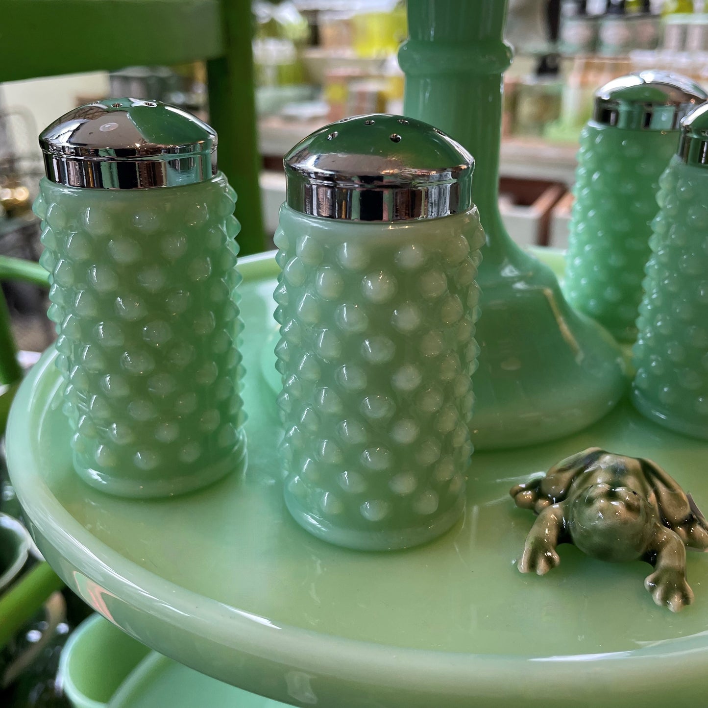 Hobnail Jadeite Salt & Pepper Set