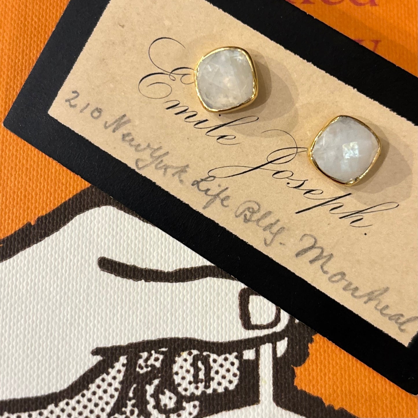 Moonstone Post Earrings