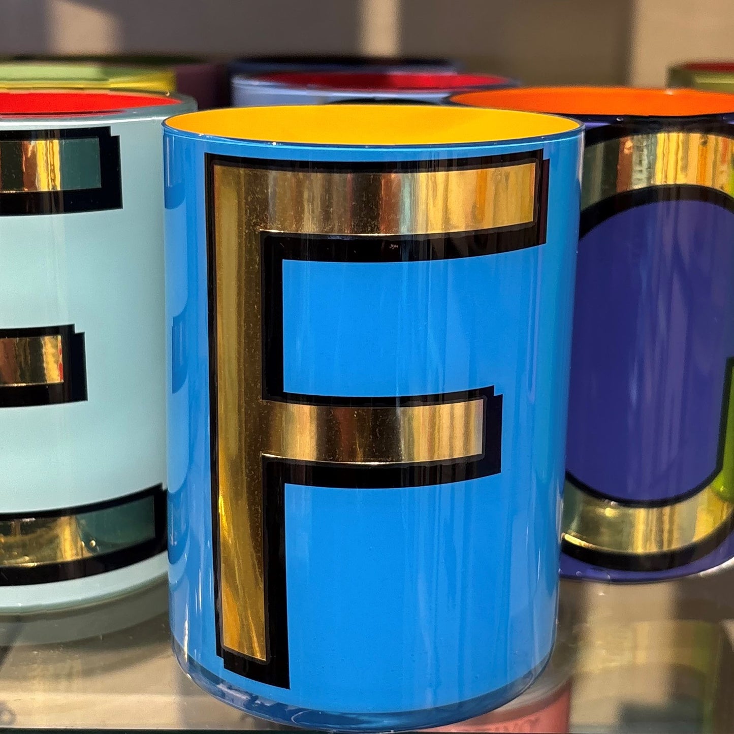 "F" Royal Blue Bridie Hall Brush Pot