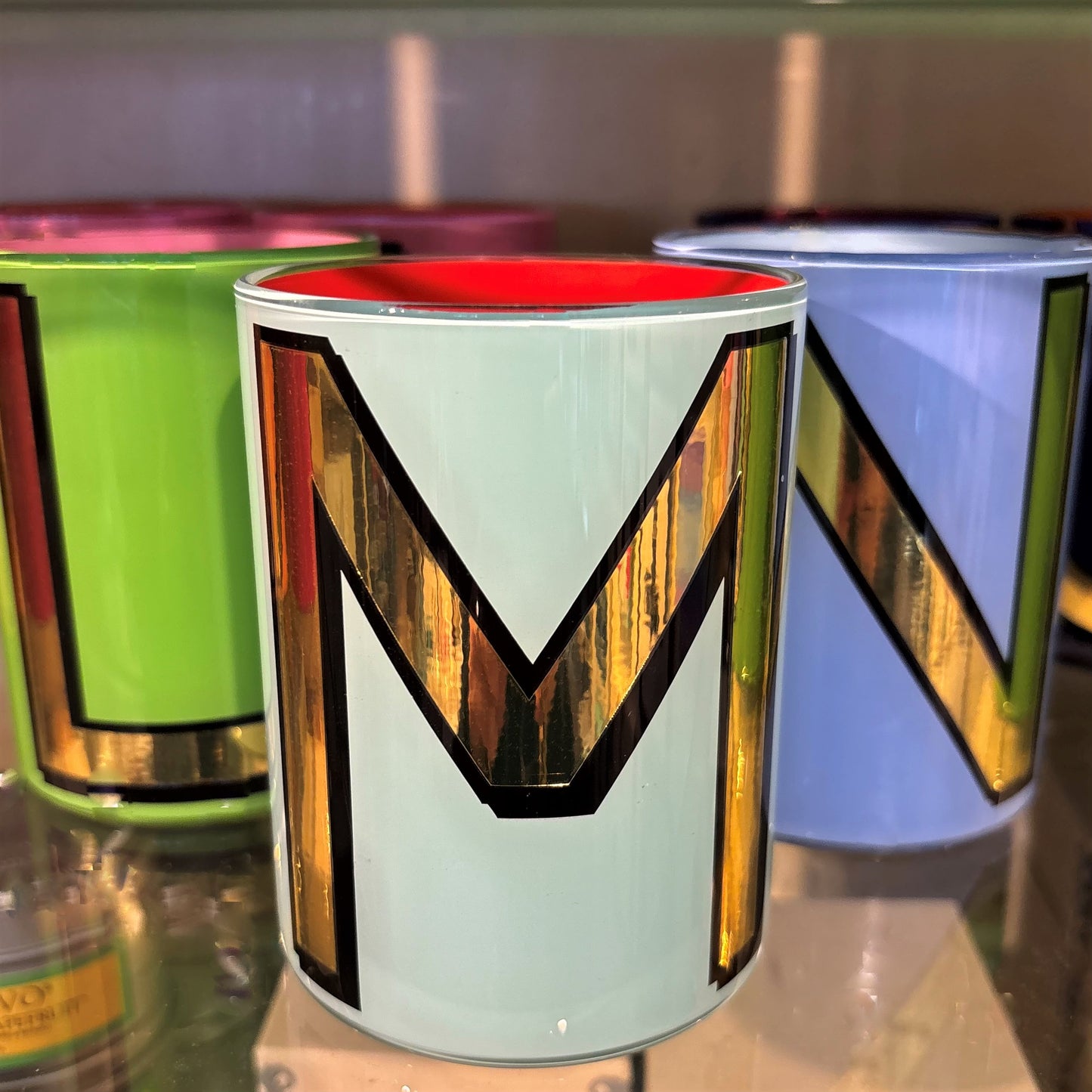 "M" Light Blue Bridie Hall Brush Pot