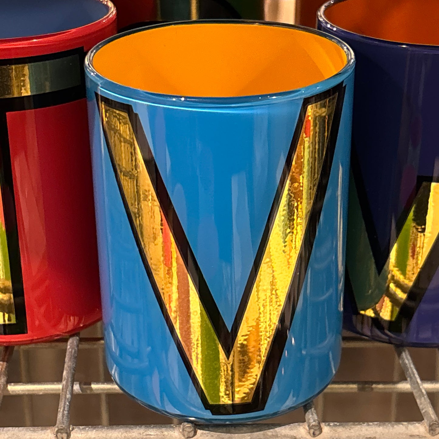 "V" Blue Bridie Hall Brush Pot