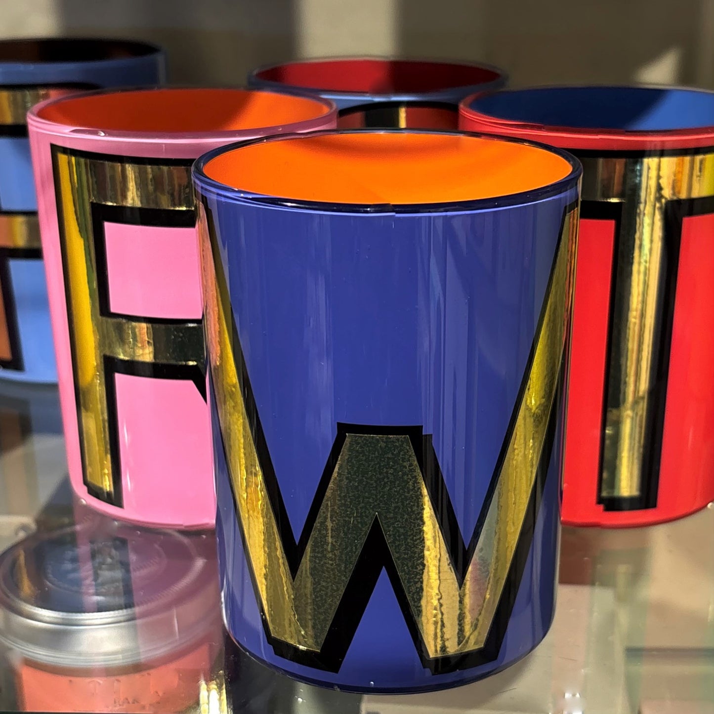 "W" Navy Bridie Hall Brush Pot