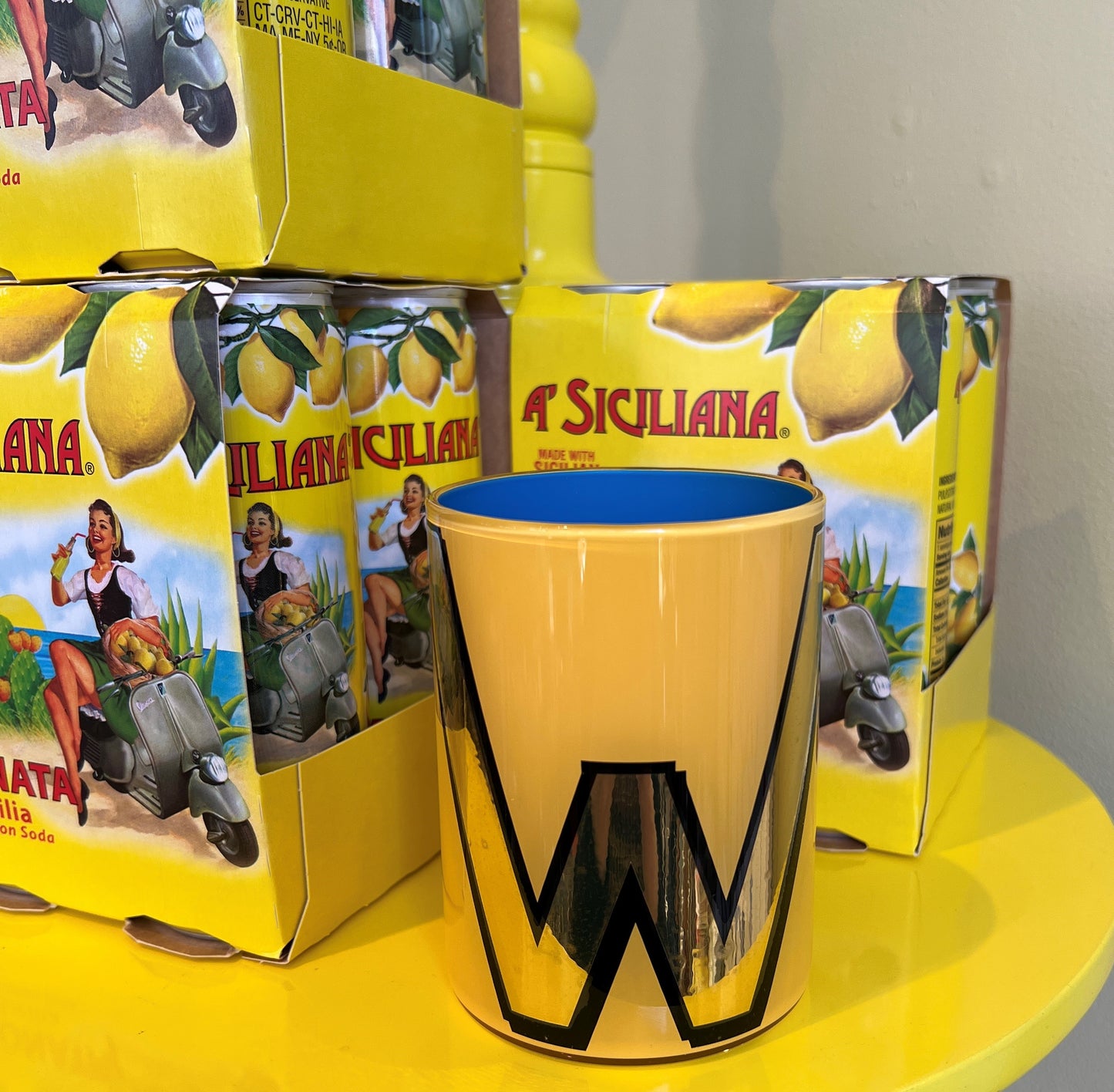 "W" Yellow Bridie Hall Brush Pot