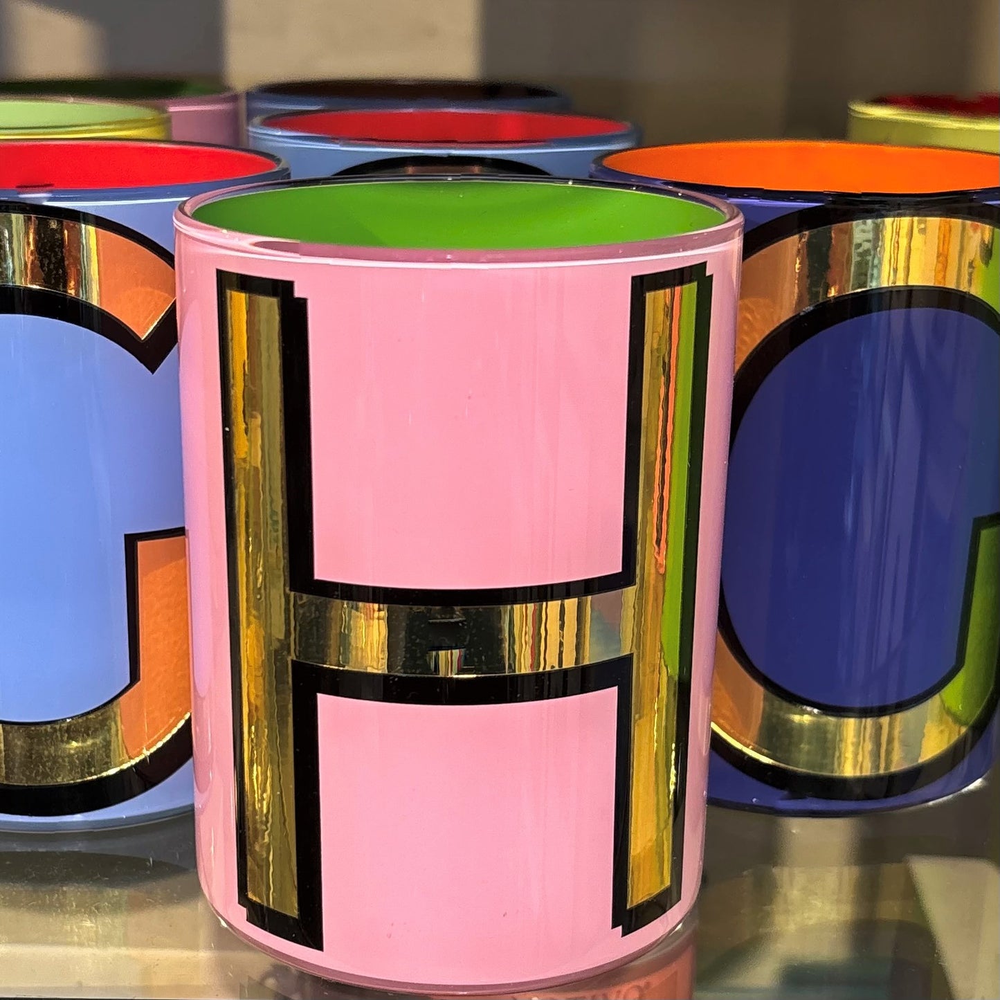 "H" Pink Bridie Hall Brush Pot