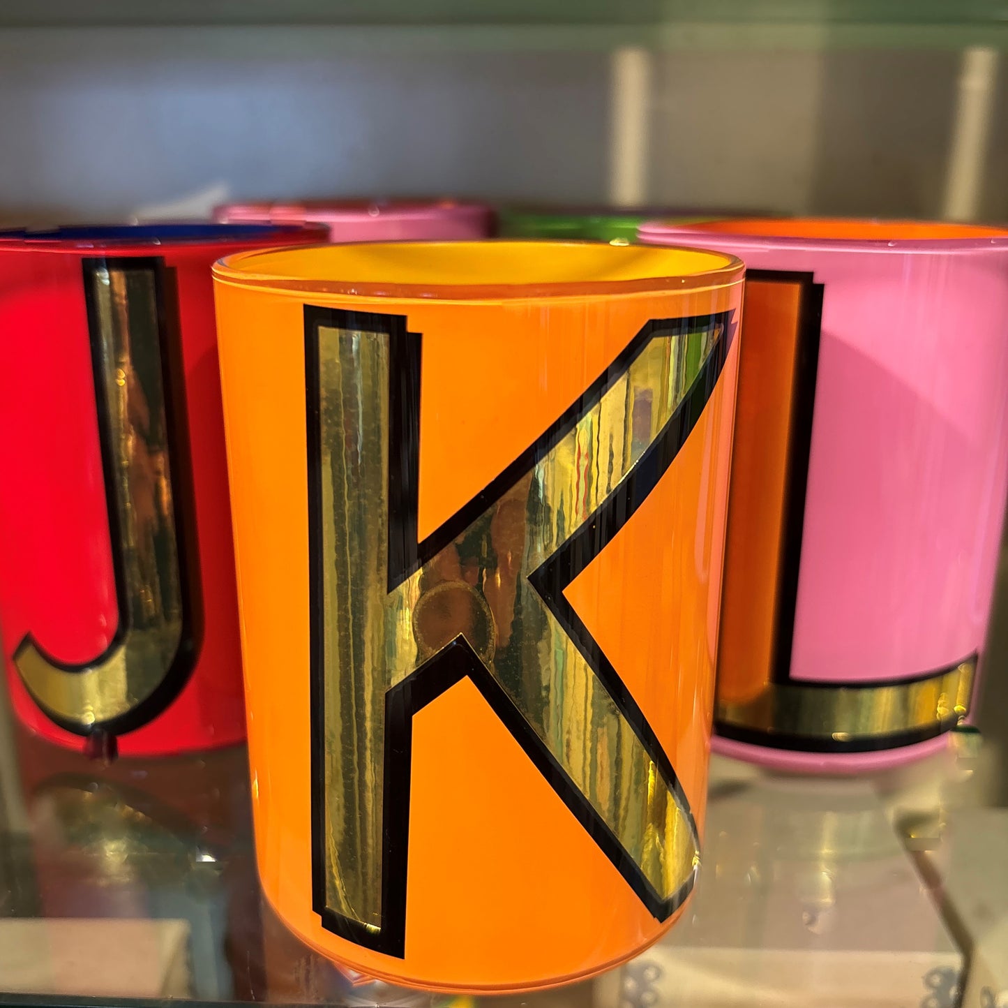 "K" Orange Bridie Hall Brush Pot