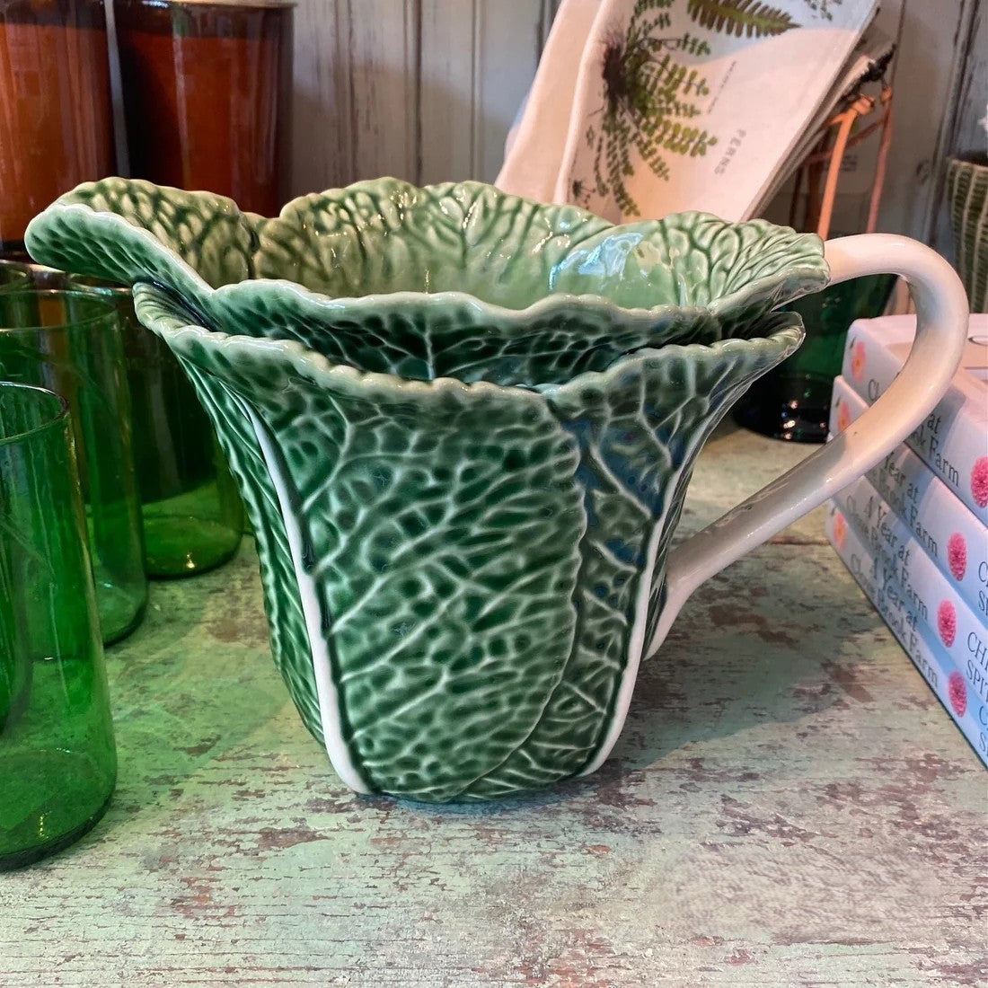 Green Cabbage Leaf Pitcher