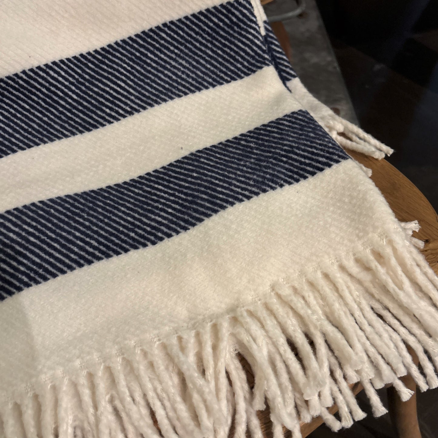 Navy Candy Stripe Throw