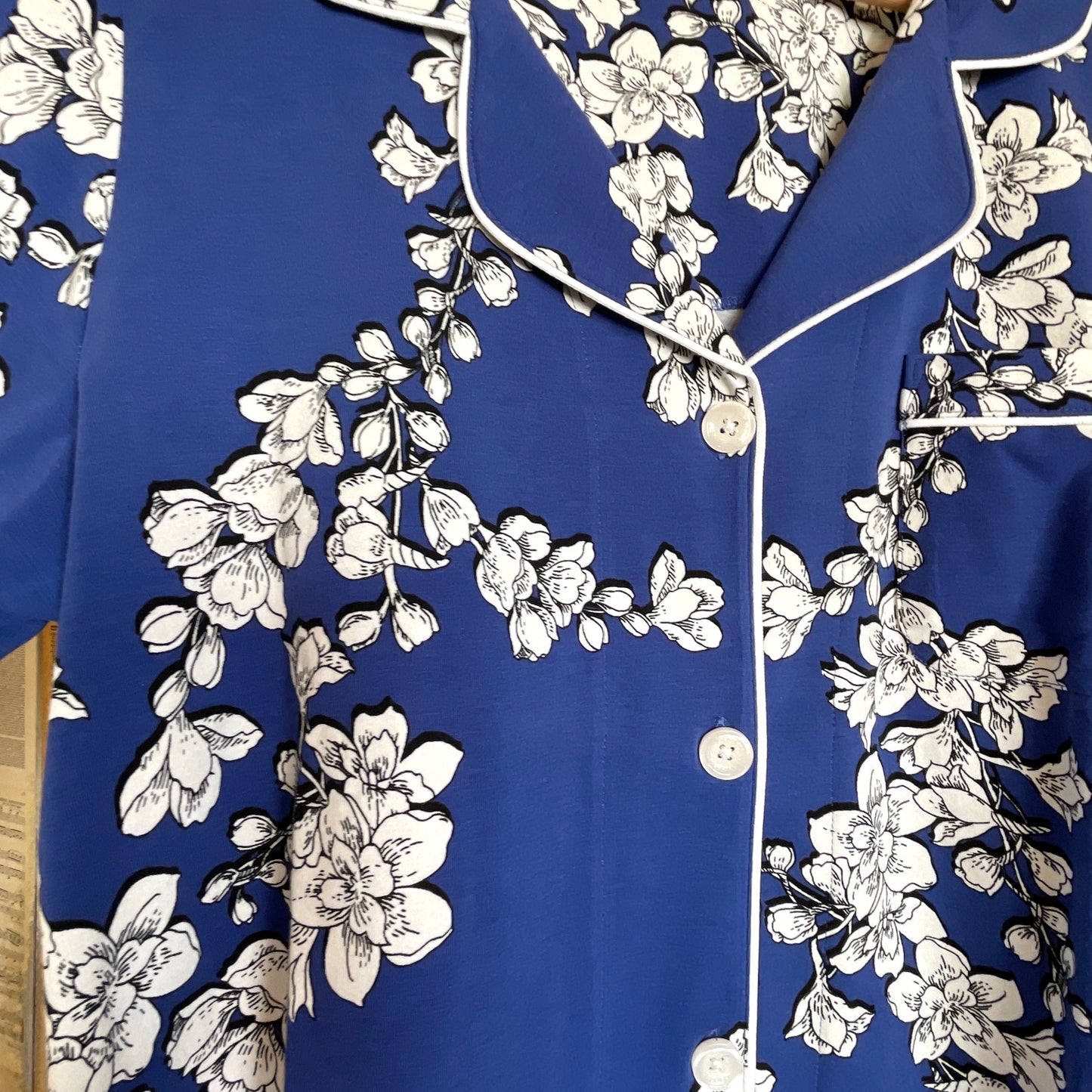 Navy Shadow Blossom Pajama Set, Small