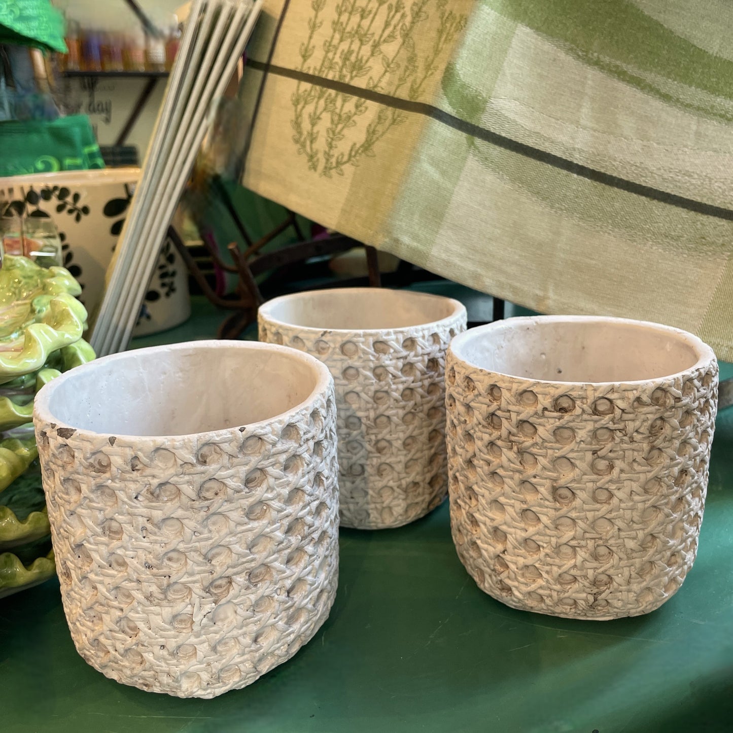 Cement Cane Cache Pot