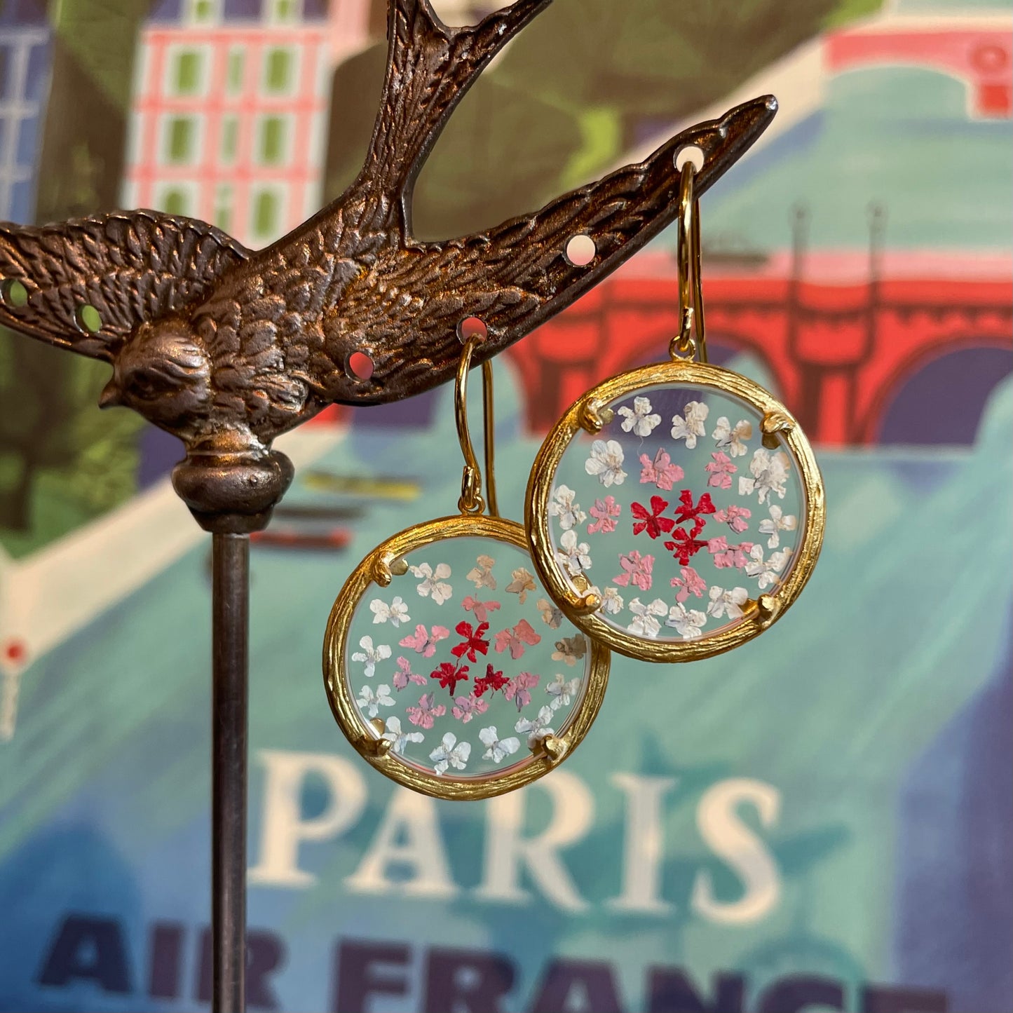 Small Red Ombre Mandala Earring