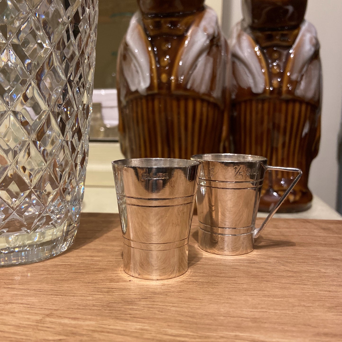 Vintage Hotel Silver 1/6 Gill Ribbed Jigger