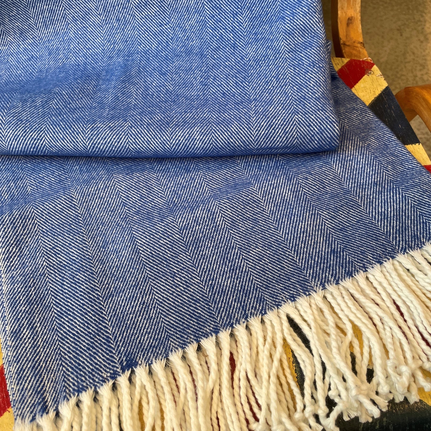 Regatta Blue Herringbone Throw