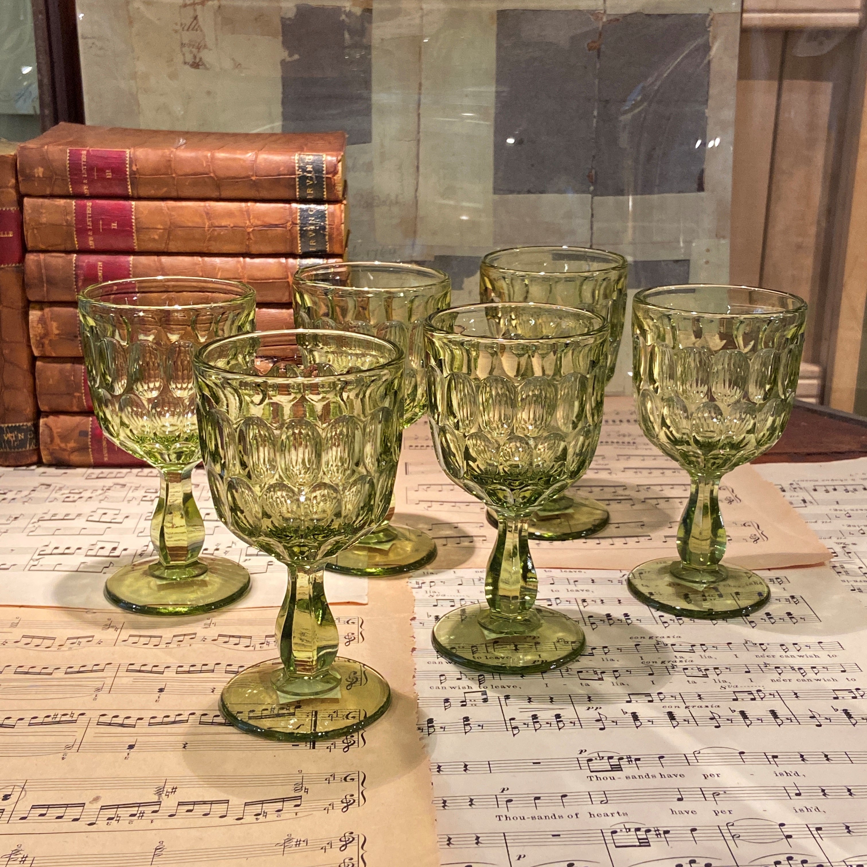 Fenton glass green bowl with two store candle sticks