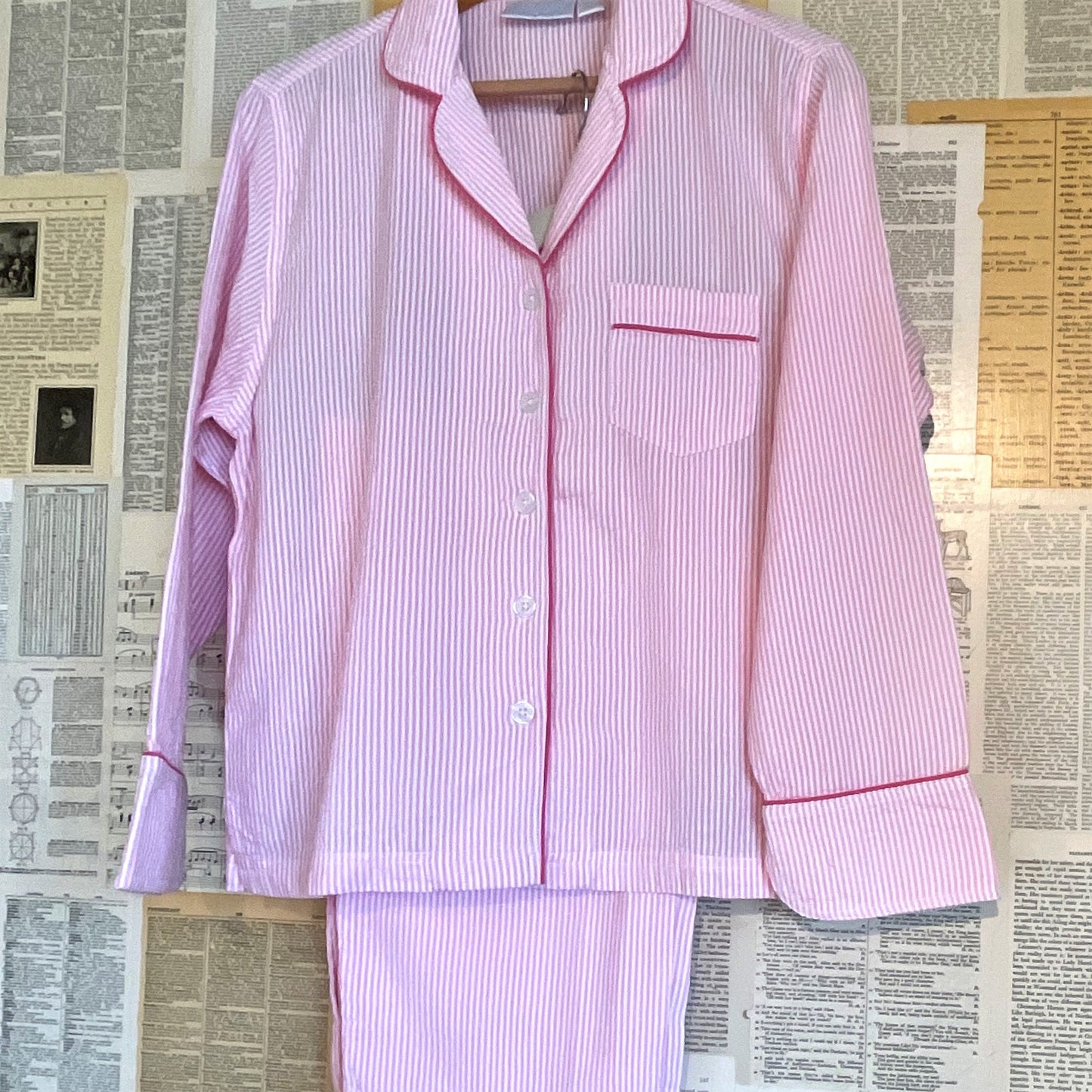 Pink Seersucker Pajama Set, Extra Large