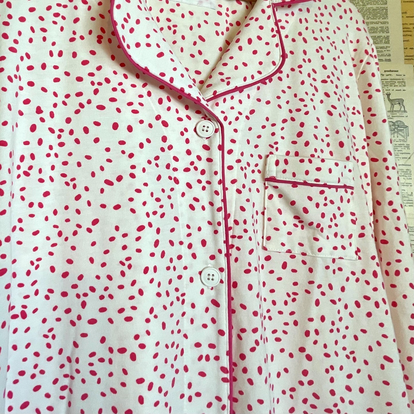 Confetti Dot Raspberry Pajama Set, Large