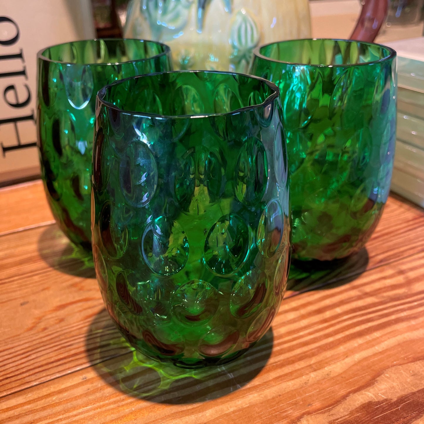 Dark Green Round Bubble Glass
