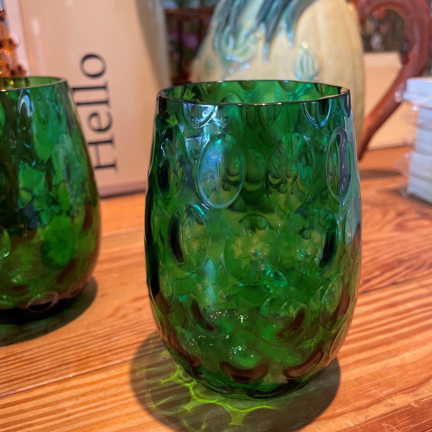 Dark Green Round Bubble Glass