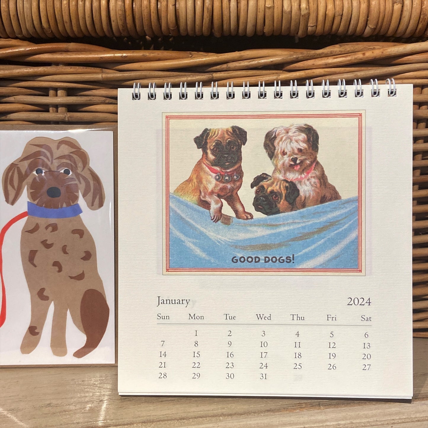Vintage Dogs 2024 Desk Calendar