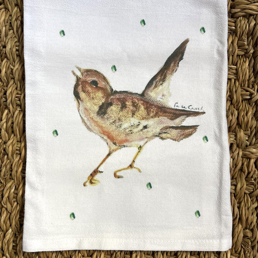 Brown Bird Dots Flour Sack Towel