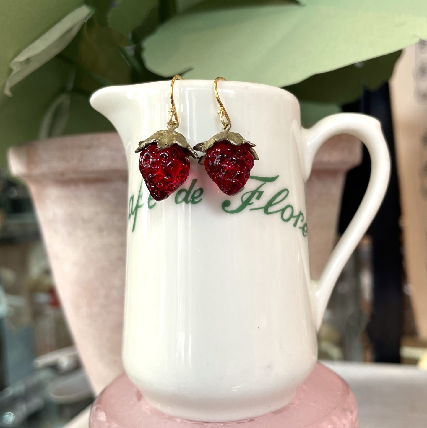 Strawberry Dainty Wire Earrings