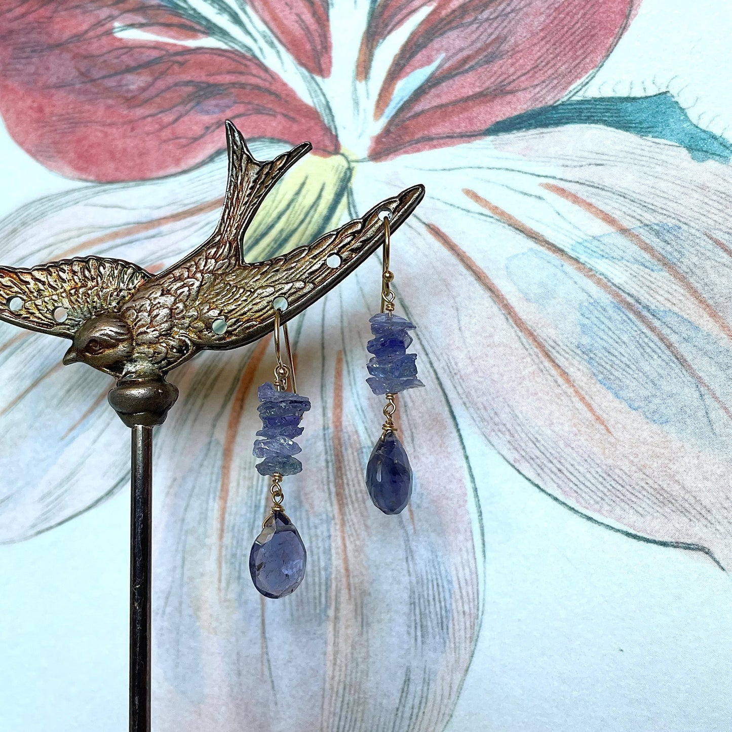 Stacked Lolite Drop Earrings
