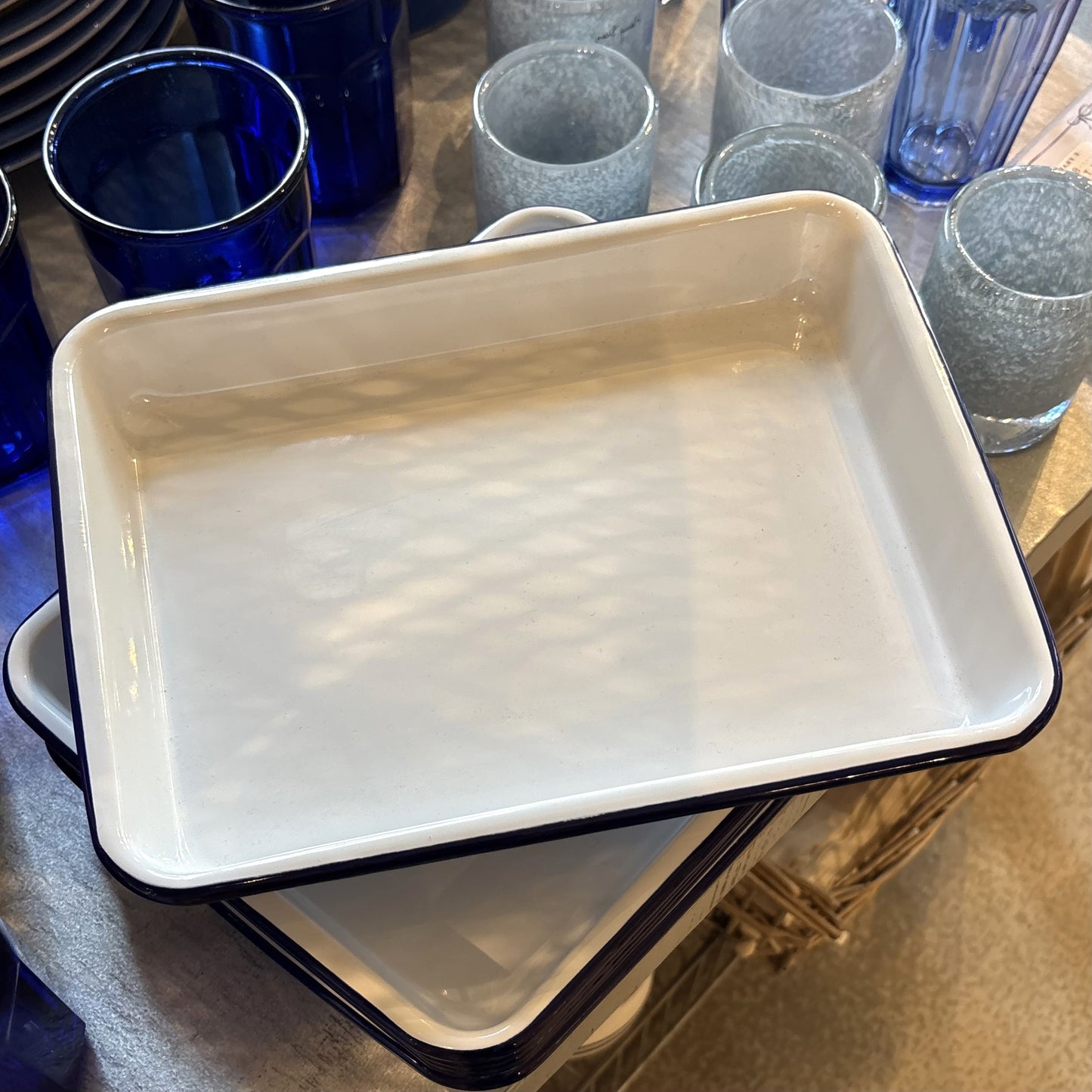 White Enamel Serving Tray