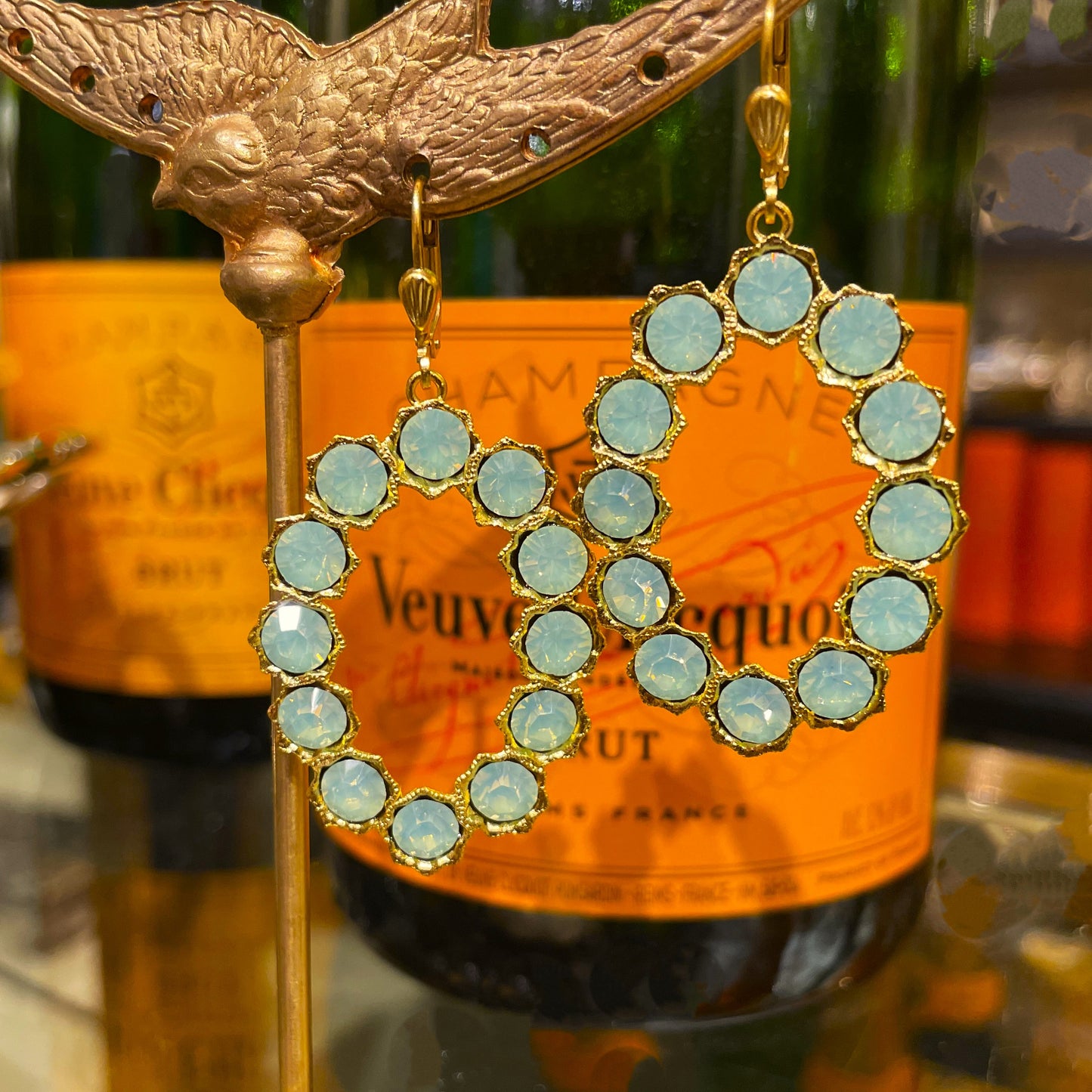 Swarovski Oval Sea Opal Hoop Earring