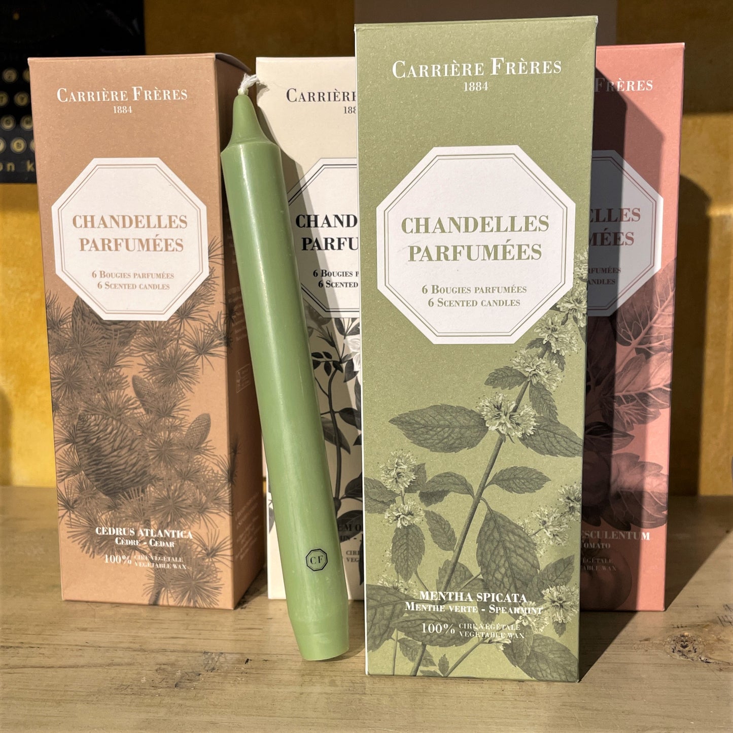 Spearmint Scented Tapers Set of 6