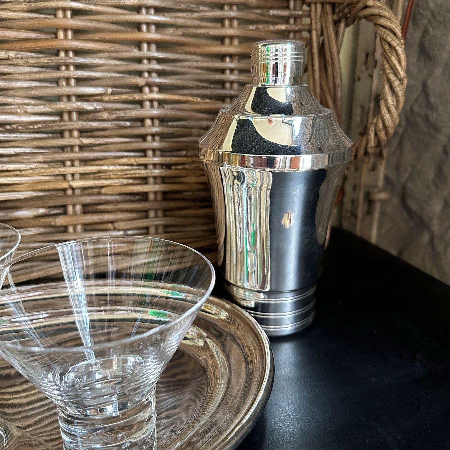 Vintage Hotel Silver Cocktail Shaker Flared