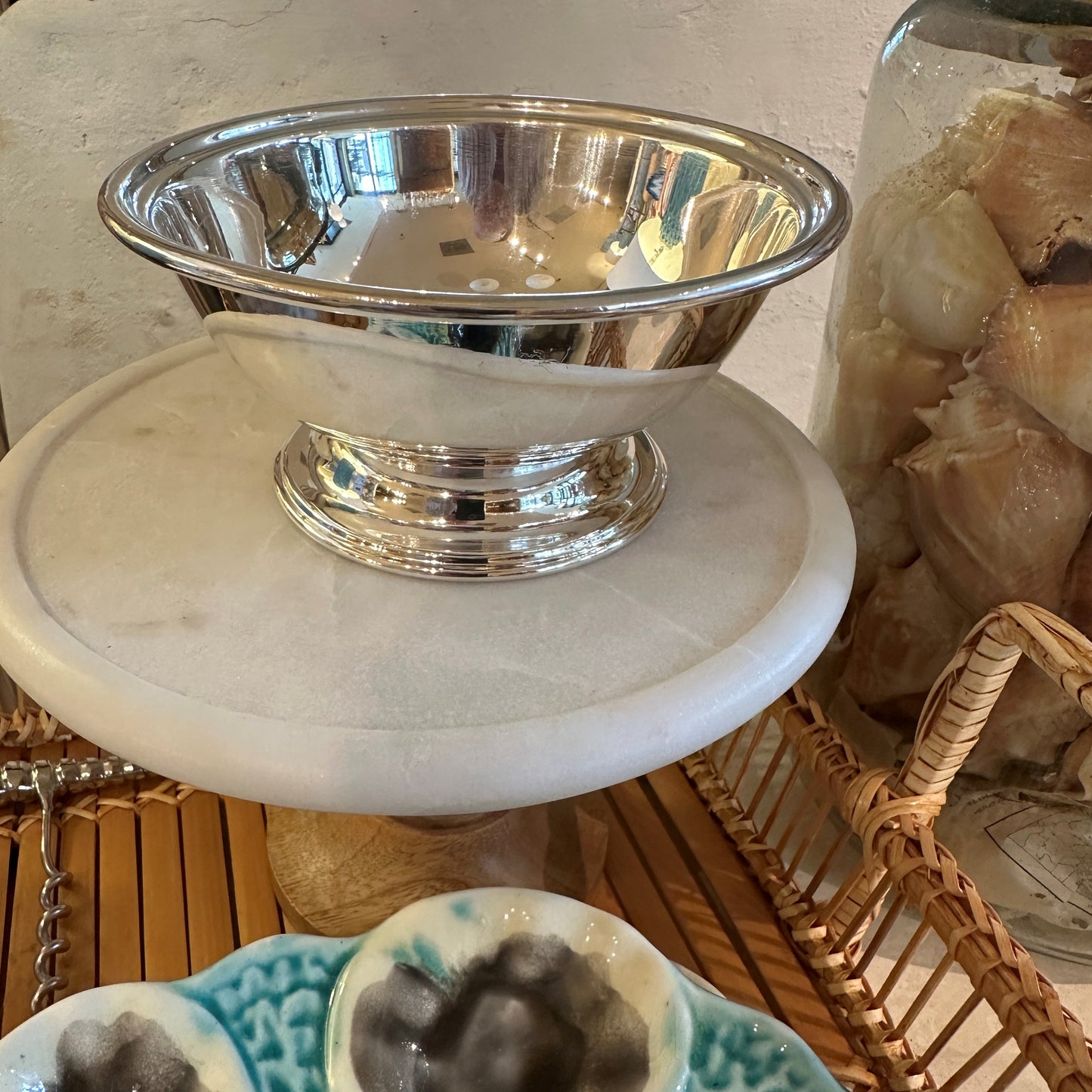 Vintage Hotel Silver Wide Pedestal Bowl