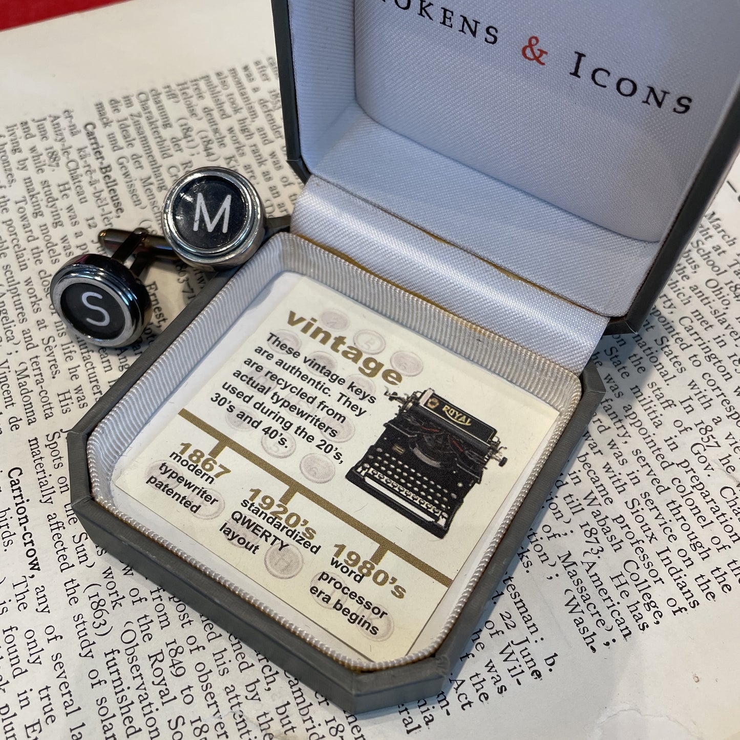 Typewriter Key M & S Cuff Links