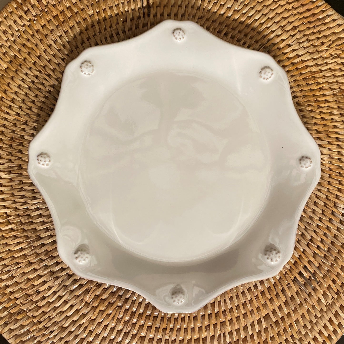 Scalloped White Dessert Plate