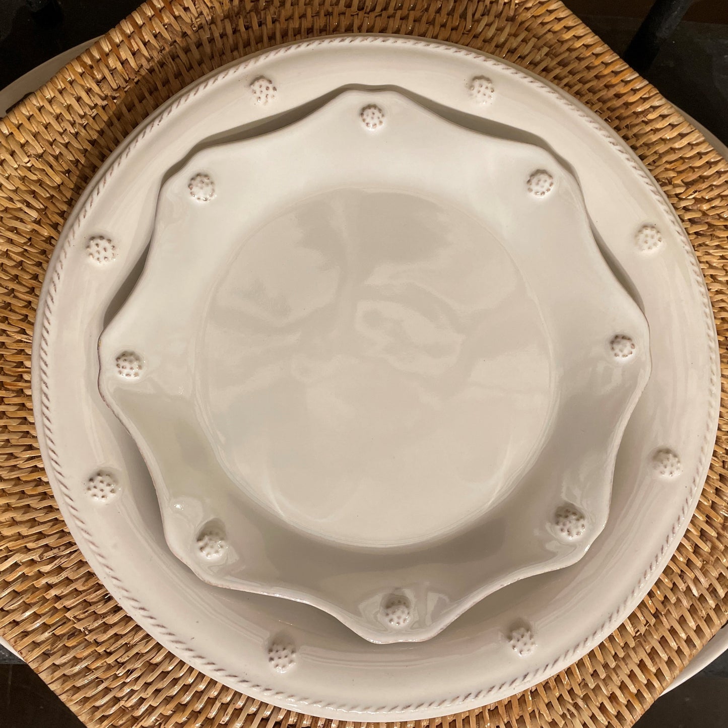 Scalloped White Dessert Plate