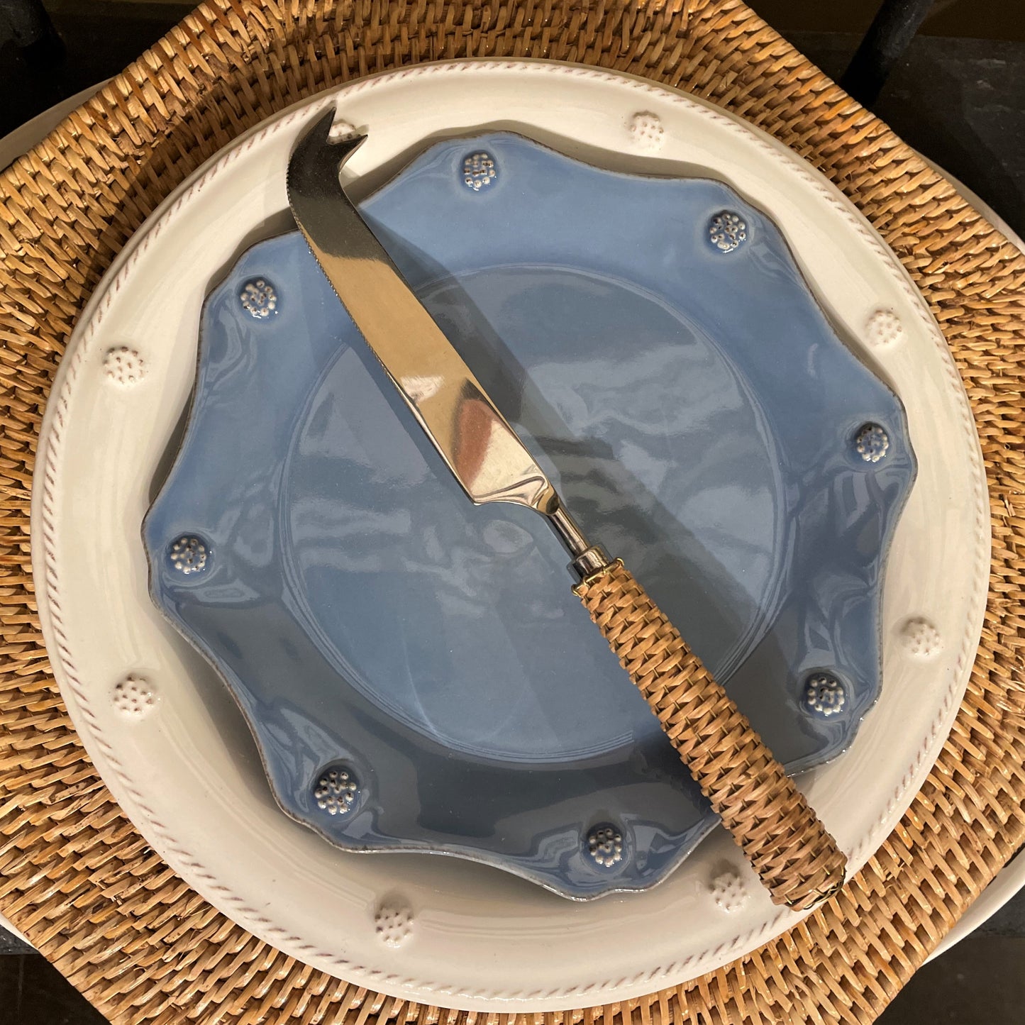 Scalloped Blue Dessert Plate