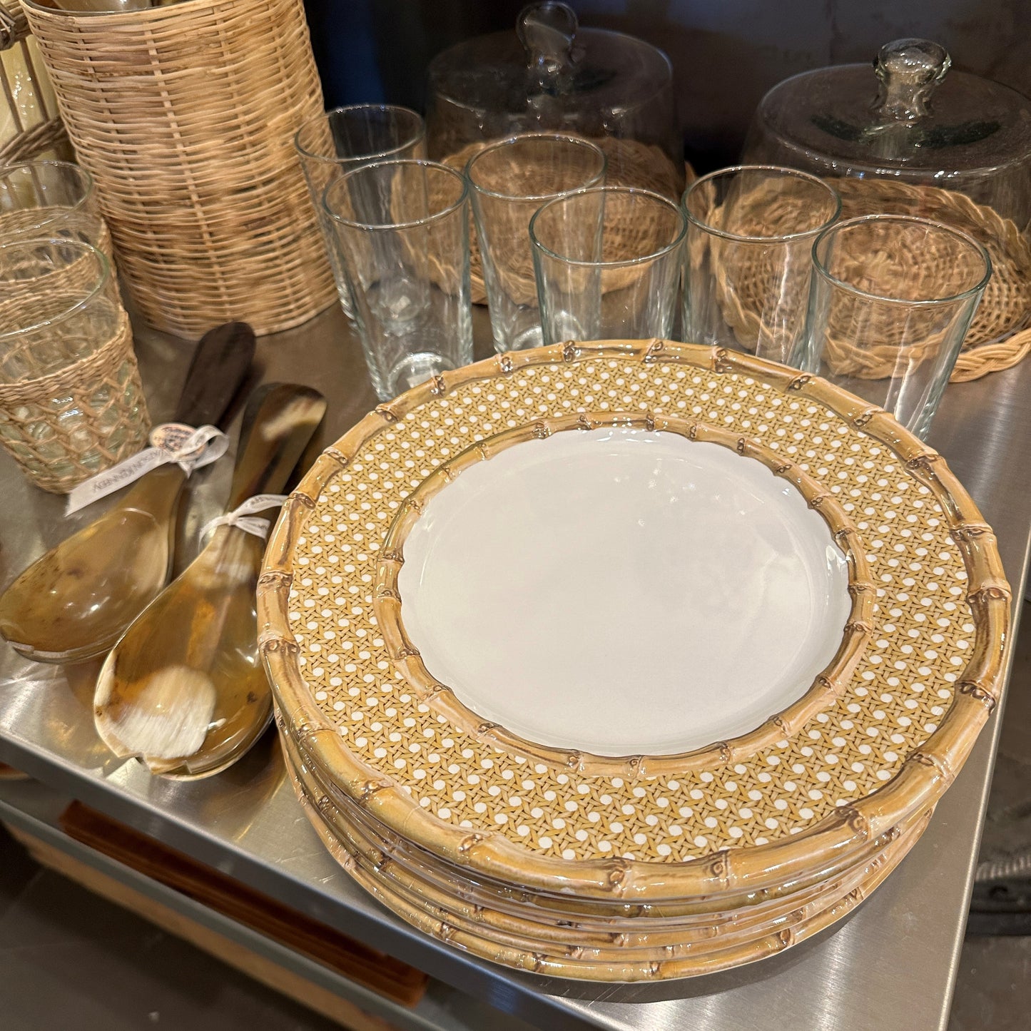 Bamboo Cane Melamine Dinner Plate