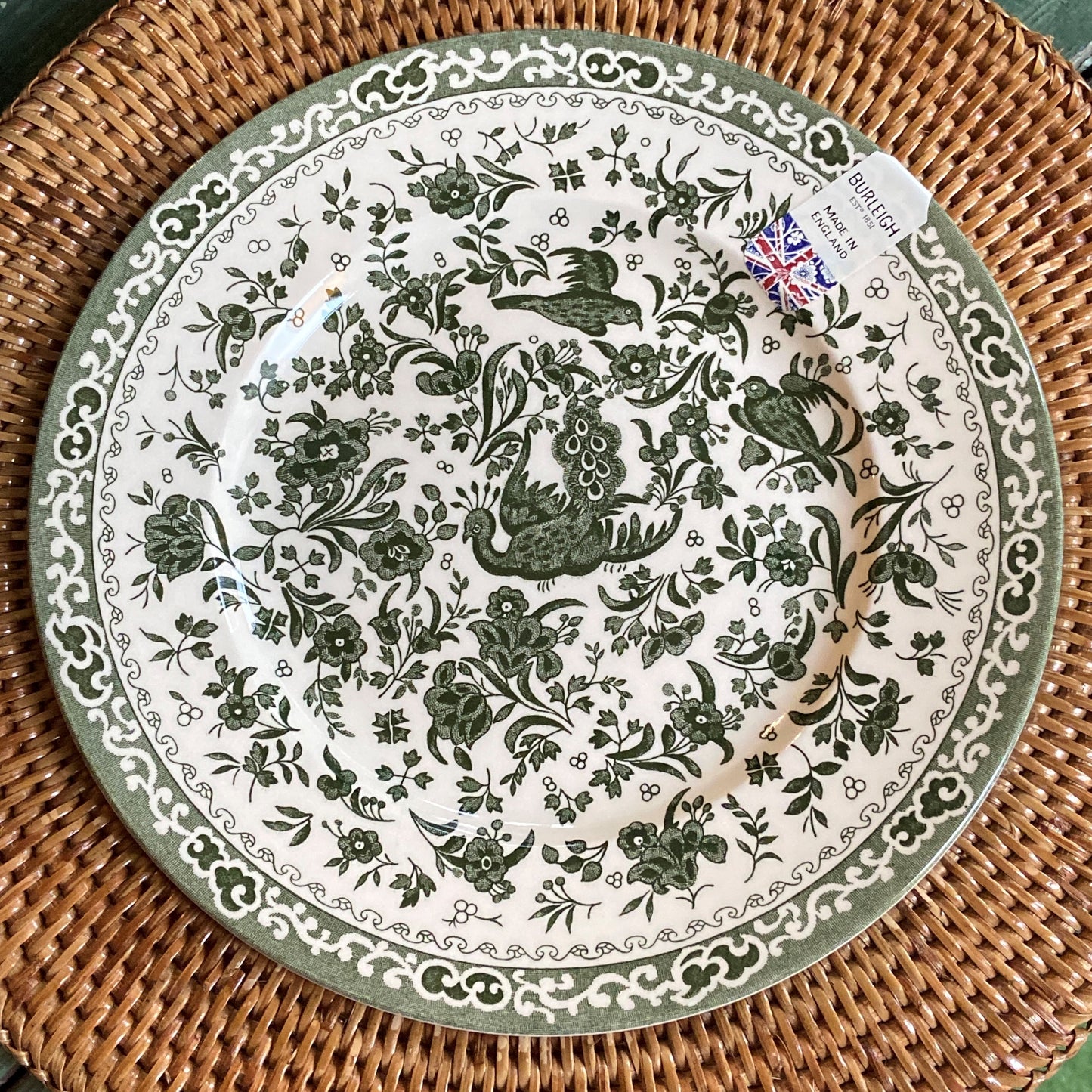 Green Regal Peacock Plate, Medium