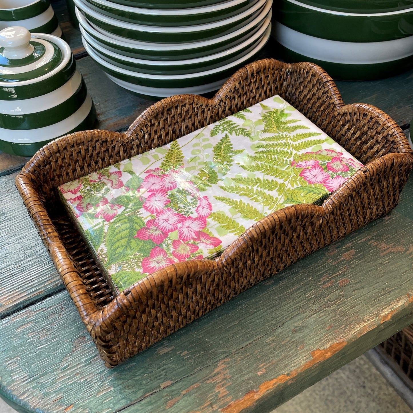 Scalloped Rattan Guest Napkin Holder