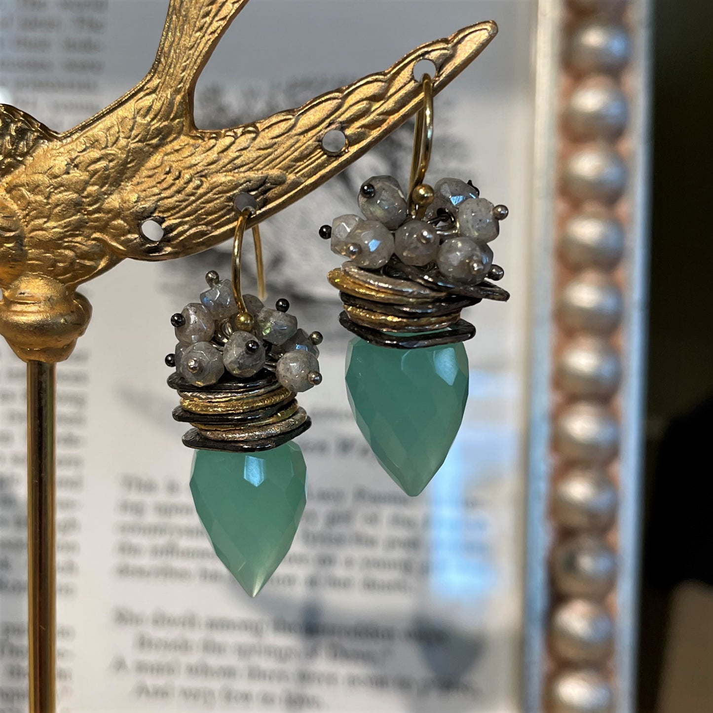 Chunky Chalcedony Bullet Earrings