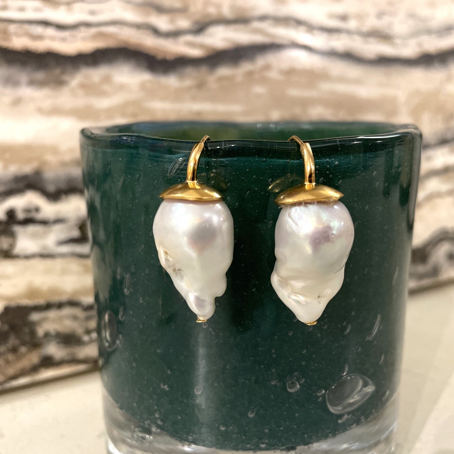 White Baroque Pearl Earrings