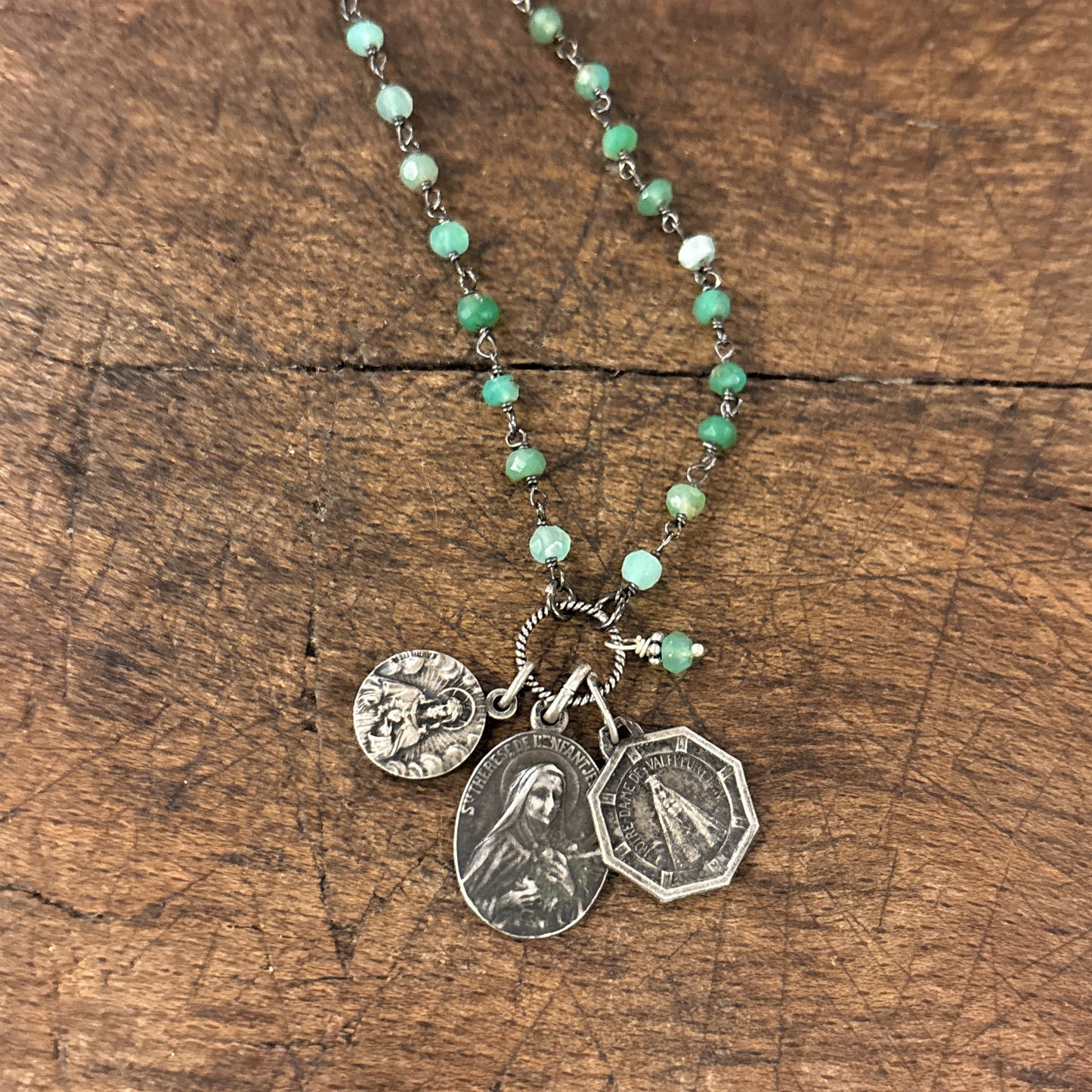 Chrysophrase Vintage Charm Necklace