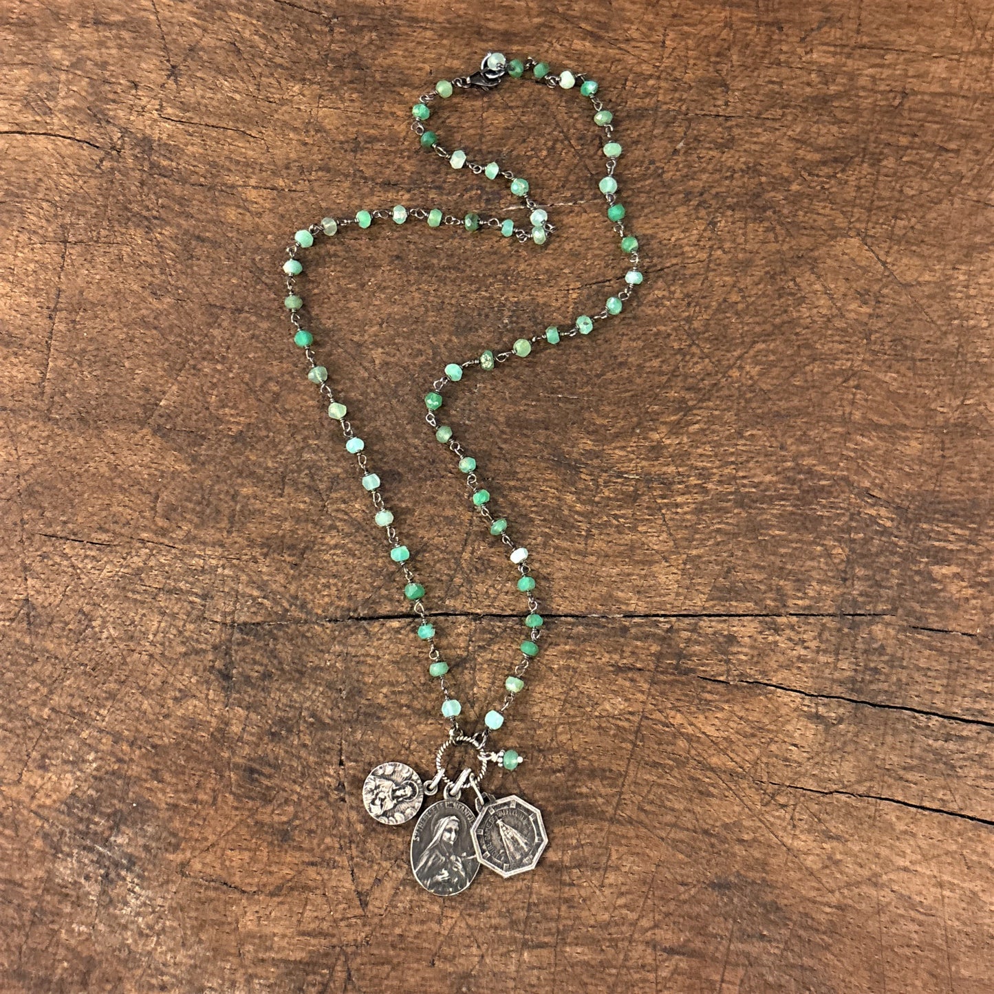 Chrysophrase Vintage Charm Necklace