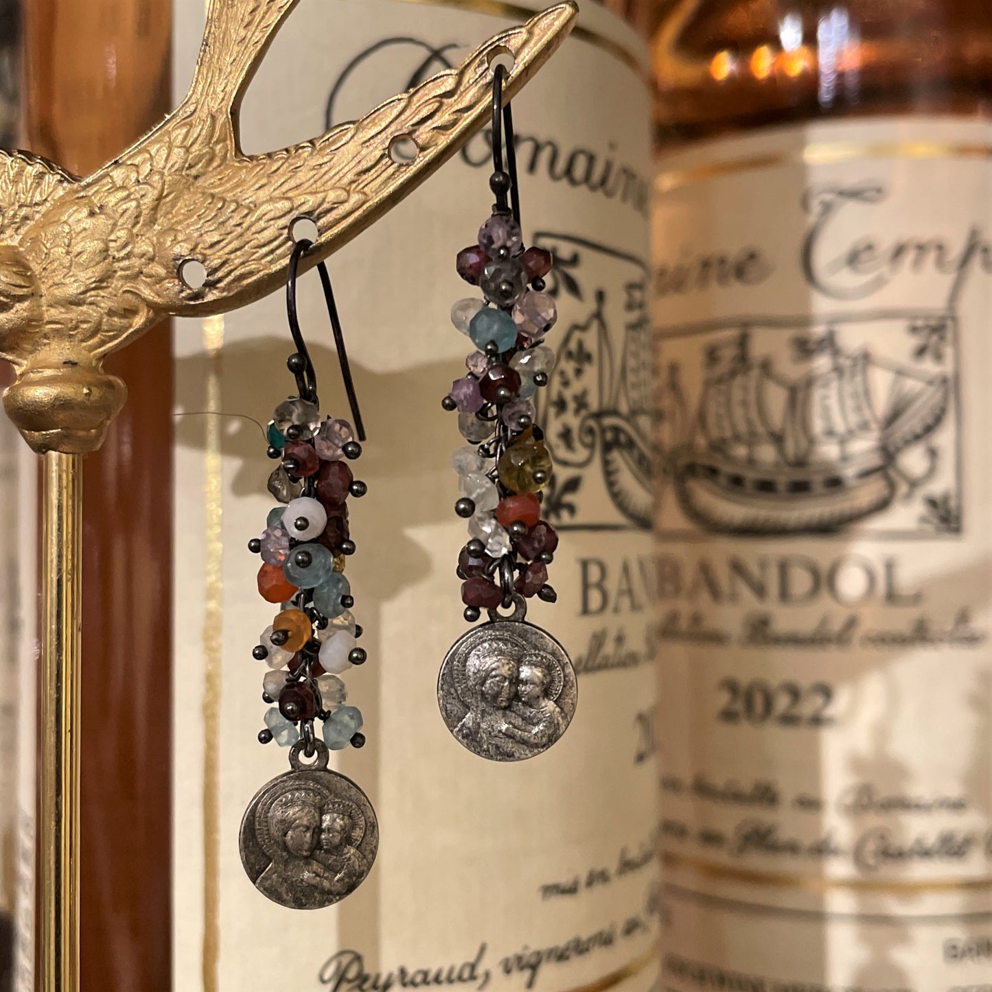 Mixed Stone Vintage Charm Earrings