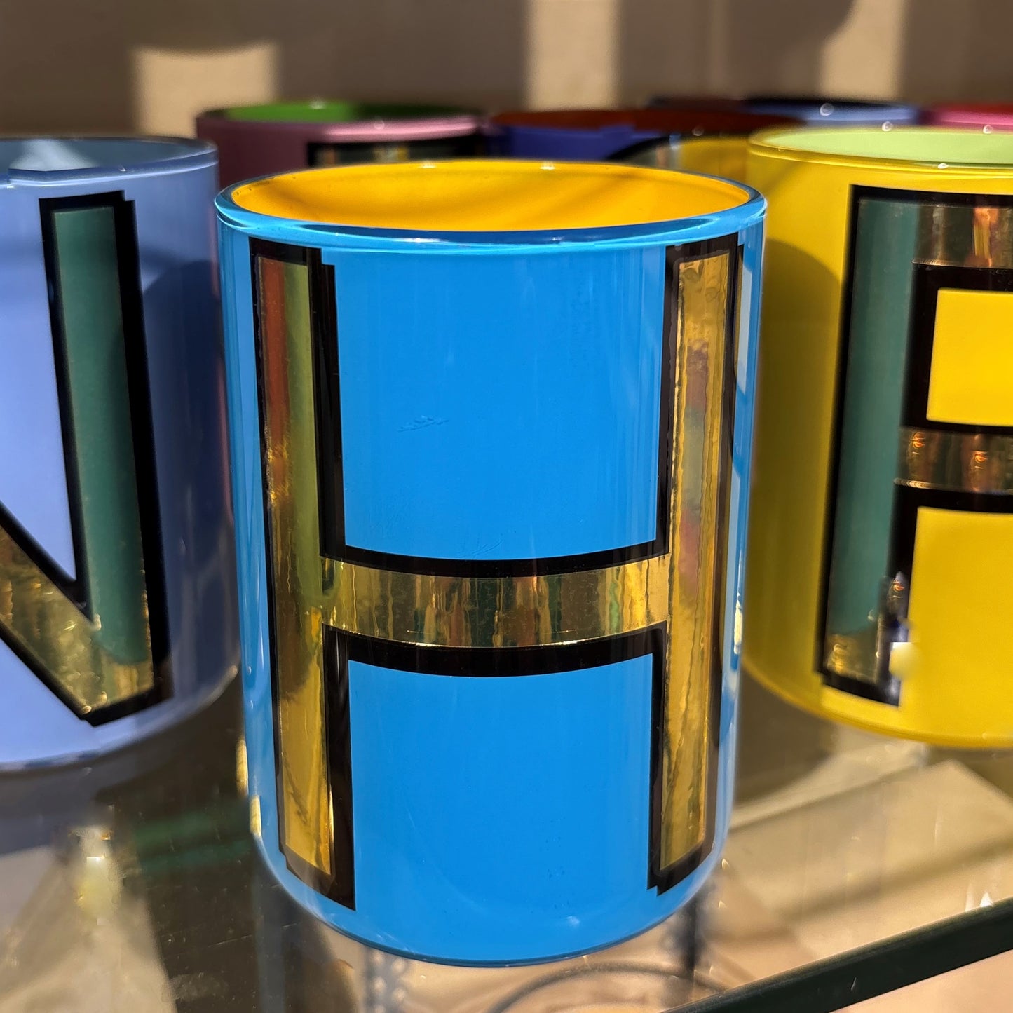 "H" Royal Blue Bridie Hall Brush Pot